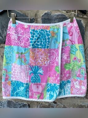Lilly Pulitzer Palm Beach Patch Skort Size 4 Tropical Golf Tennis Pink Green